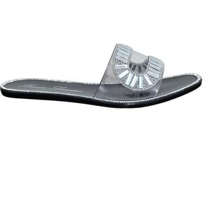 Lauren Lorraine Jane Black Embellished Flat Jelly Sandals Size 11